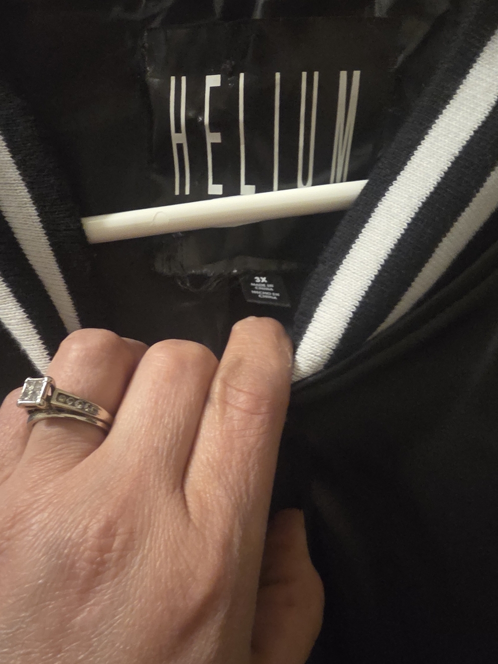 Helium Women's Black Bomber Jacket with White Stripe Trim